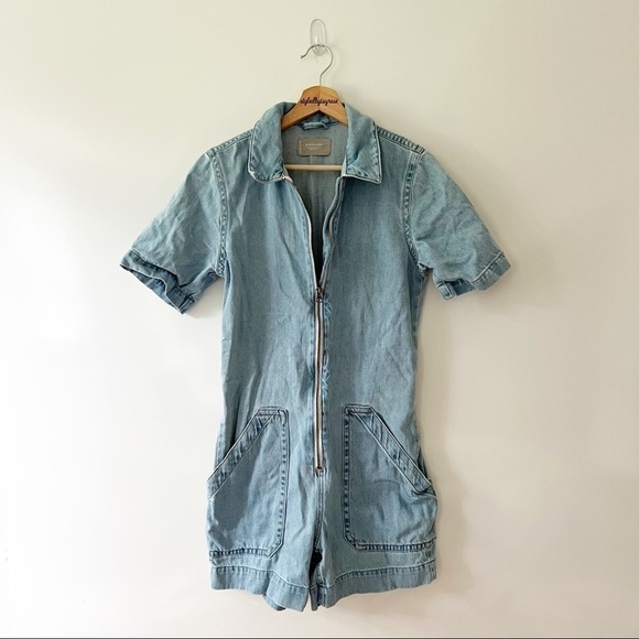 Everlane The Denim Short Coverall Overall Romper - Picture 5 of 15